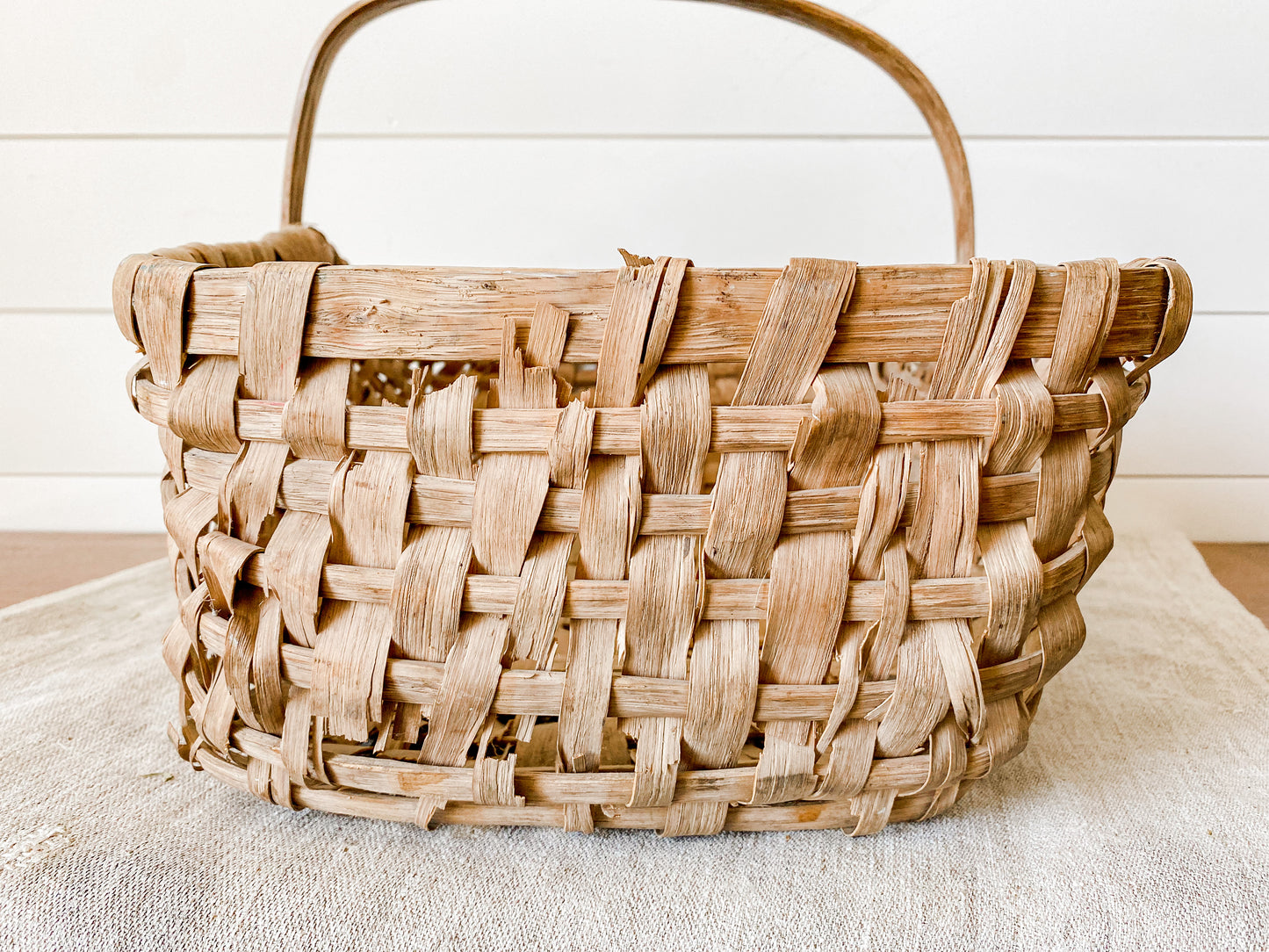 Antique Primitive Foraging Basket | Split Wood Frame Shaker Style Basket