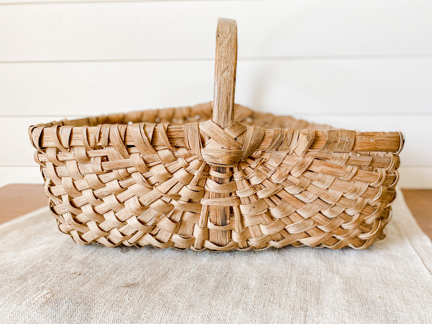 Antique Primitive Foraging Basket | Split Wood Frame Shaker Style Basket