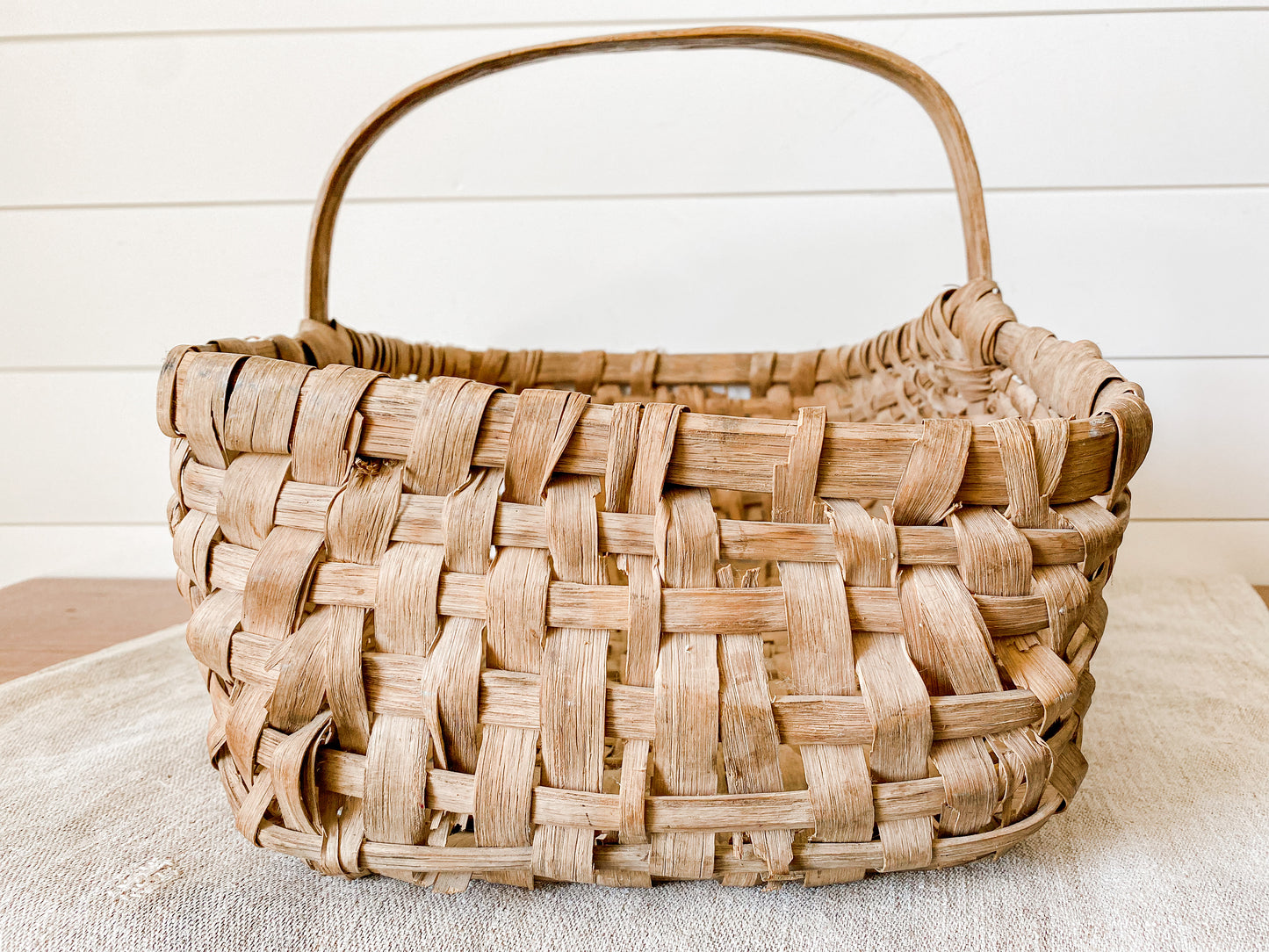 Antique Primitive Foraging Basket | Split Wood Frame Shaker Style Basket