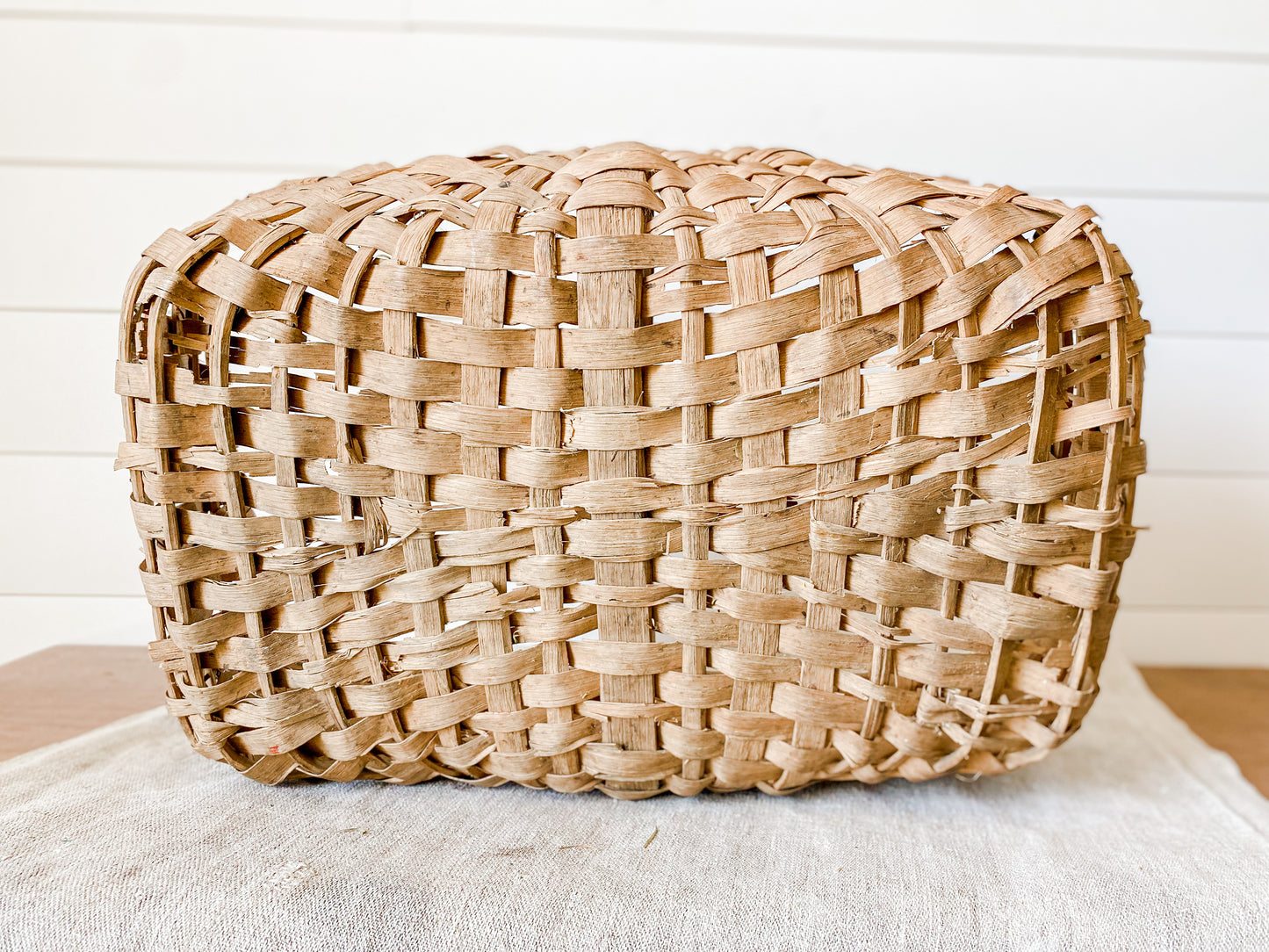 Antique Primitive Foraging Basket | Split Wood Frame Shaker Style Basket