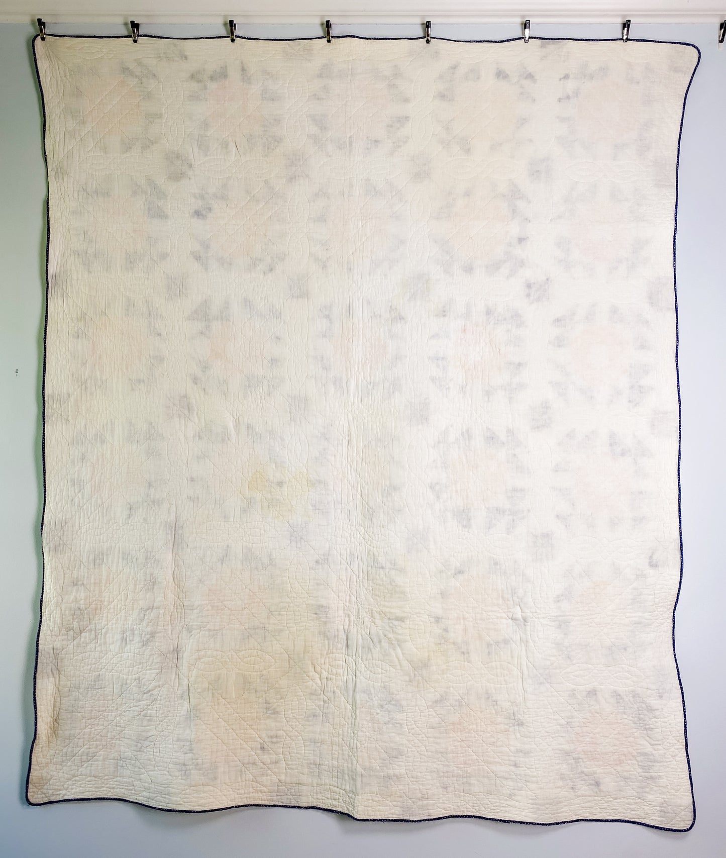 Vintage Blue and Peach Crown of Thorns Quilt, c1930s