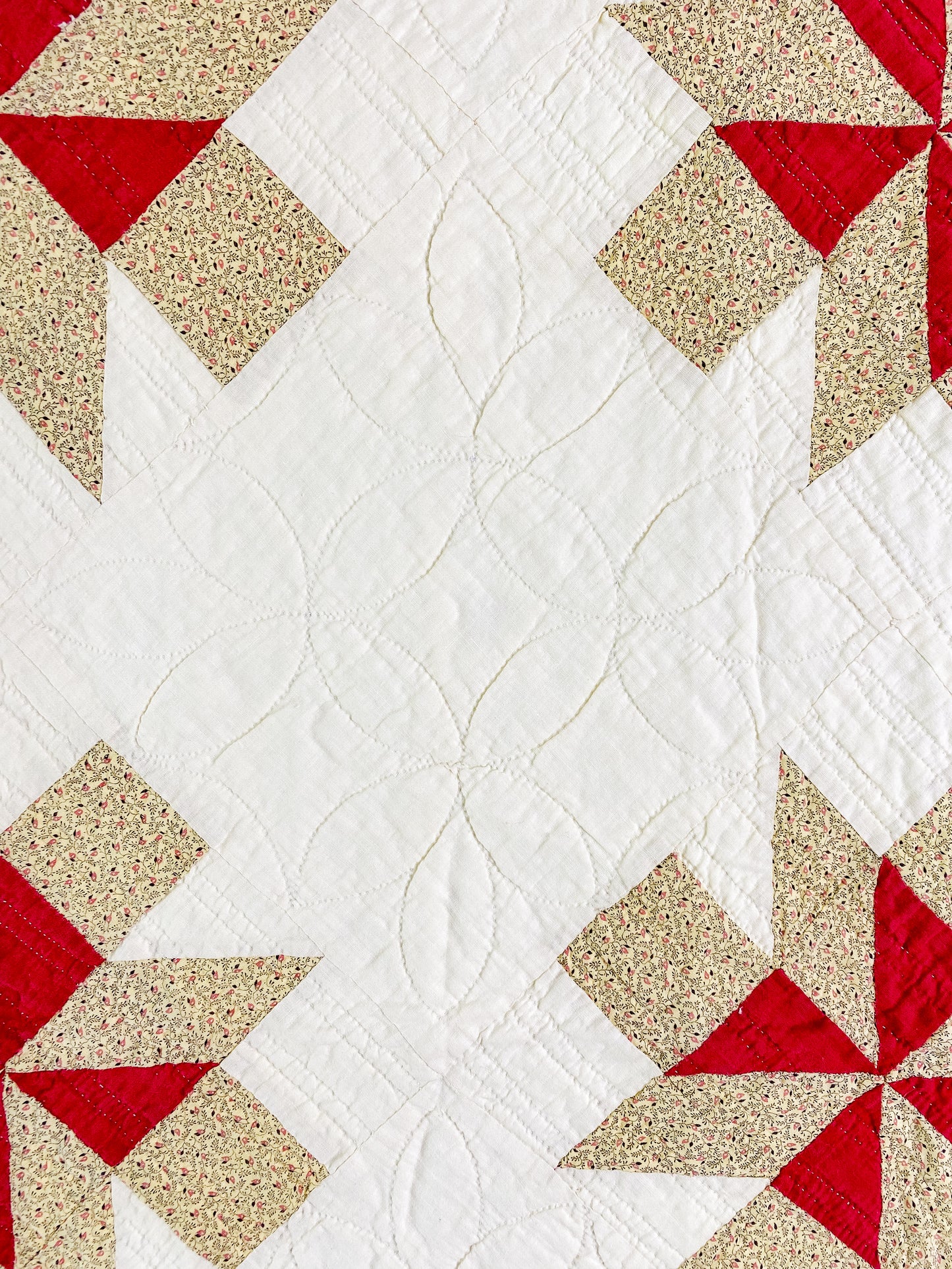 Vintage Red and Yellow Pinwheel Quilt, c1920