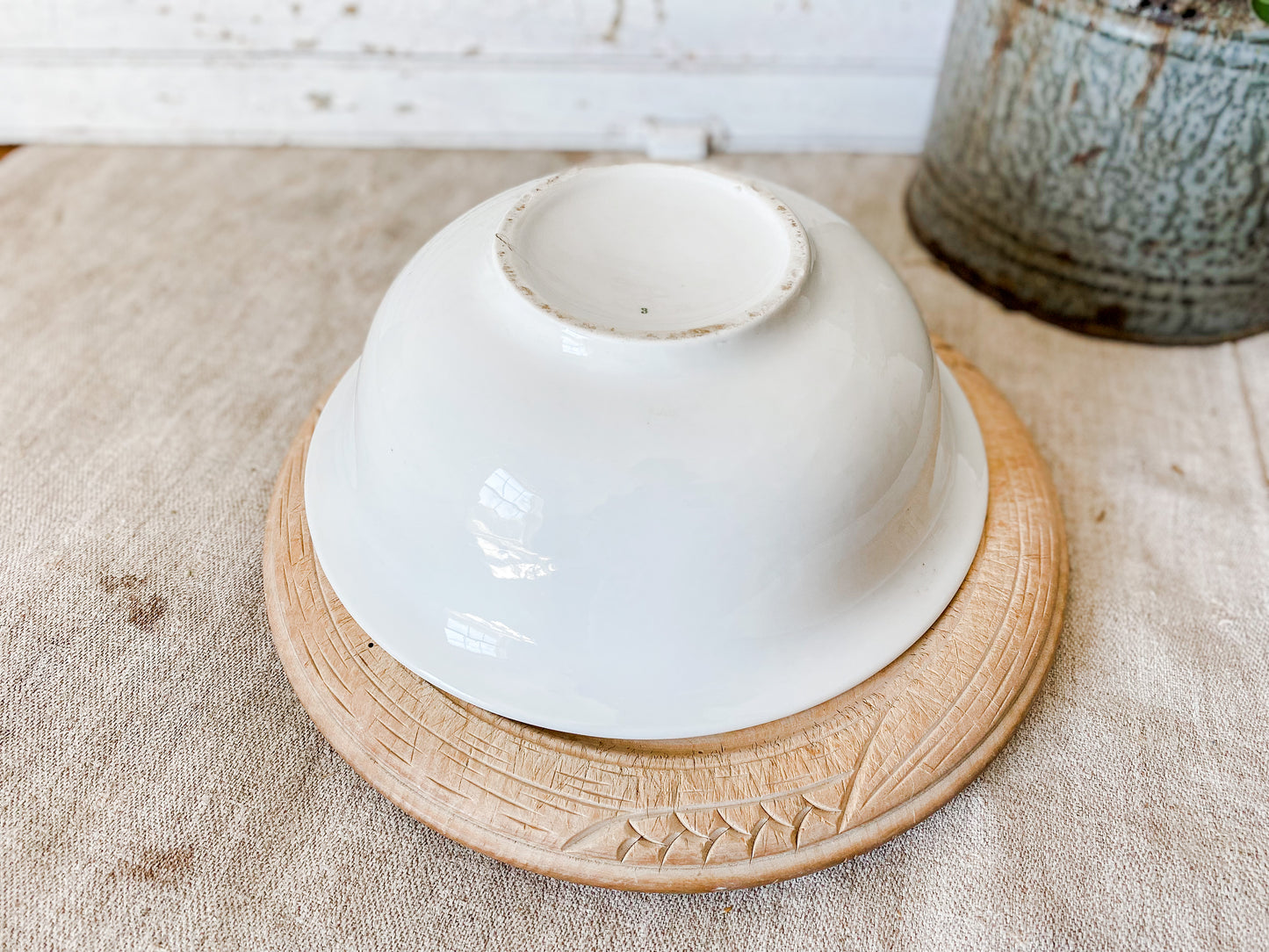 Vintage White Flared Serving Bowl | Simple Cottage Style Centerpiece
