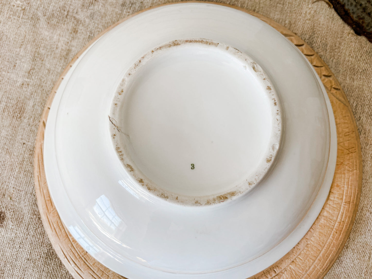 Vintage White Flared Serving Bowl | Simple Cottage Style Centerpiece