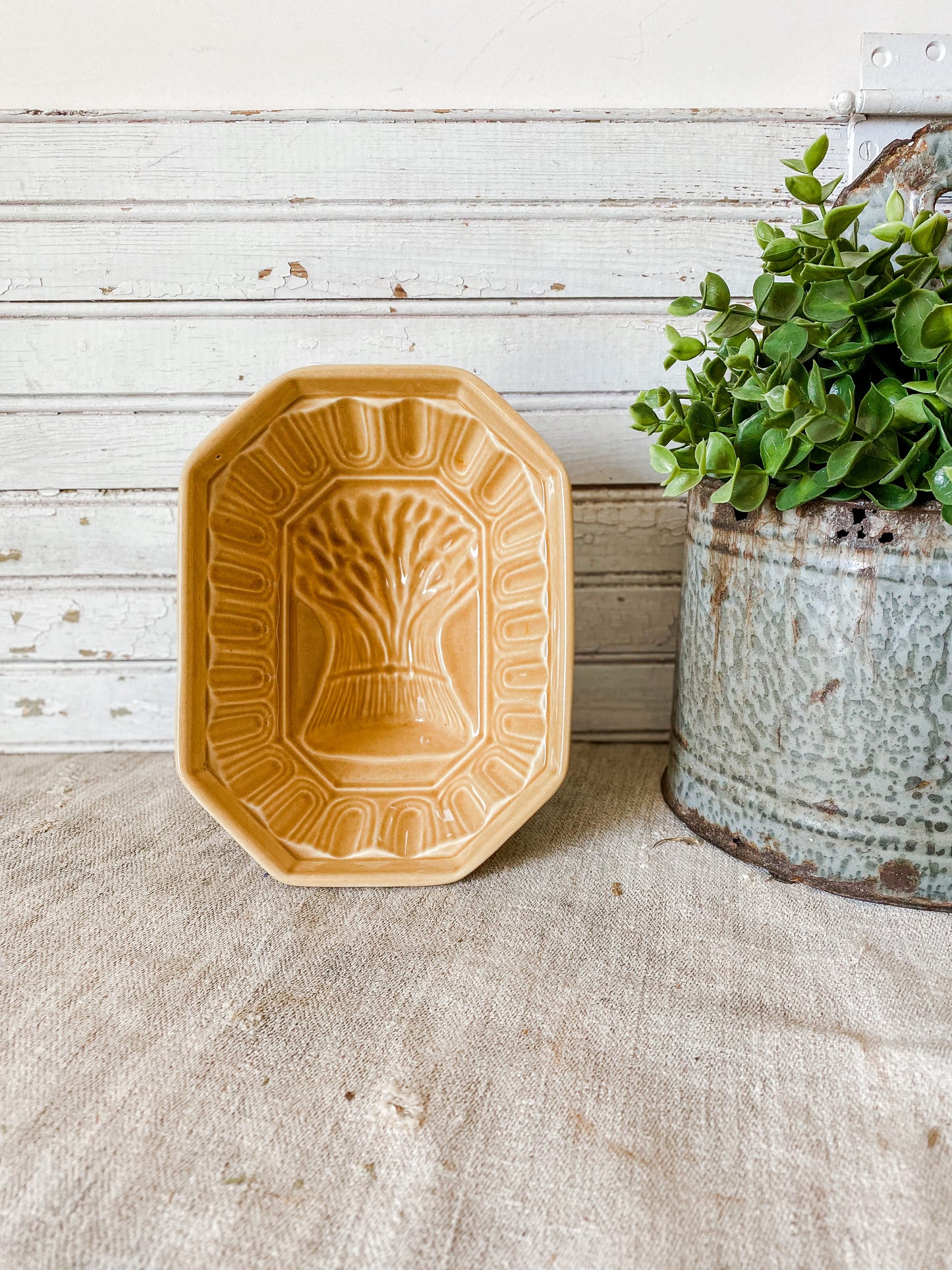 Vintage Yellow Ware Wheat Stack Jelly Mold by Pfaltzgraff | Rustic Kitchen Decor