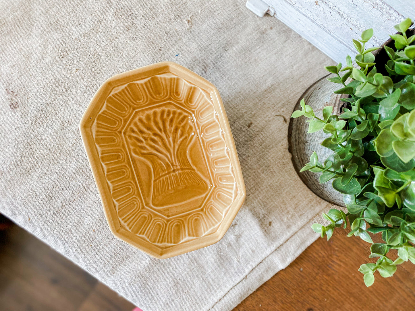Vintage Yellow Ware Wheat Stack Jelly Mold by Pfaltzgraff | Rustic Kitchen Decor