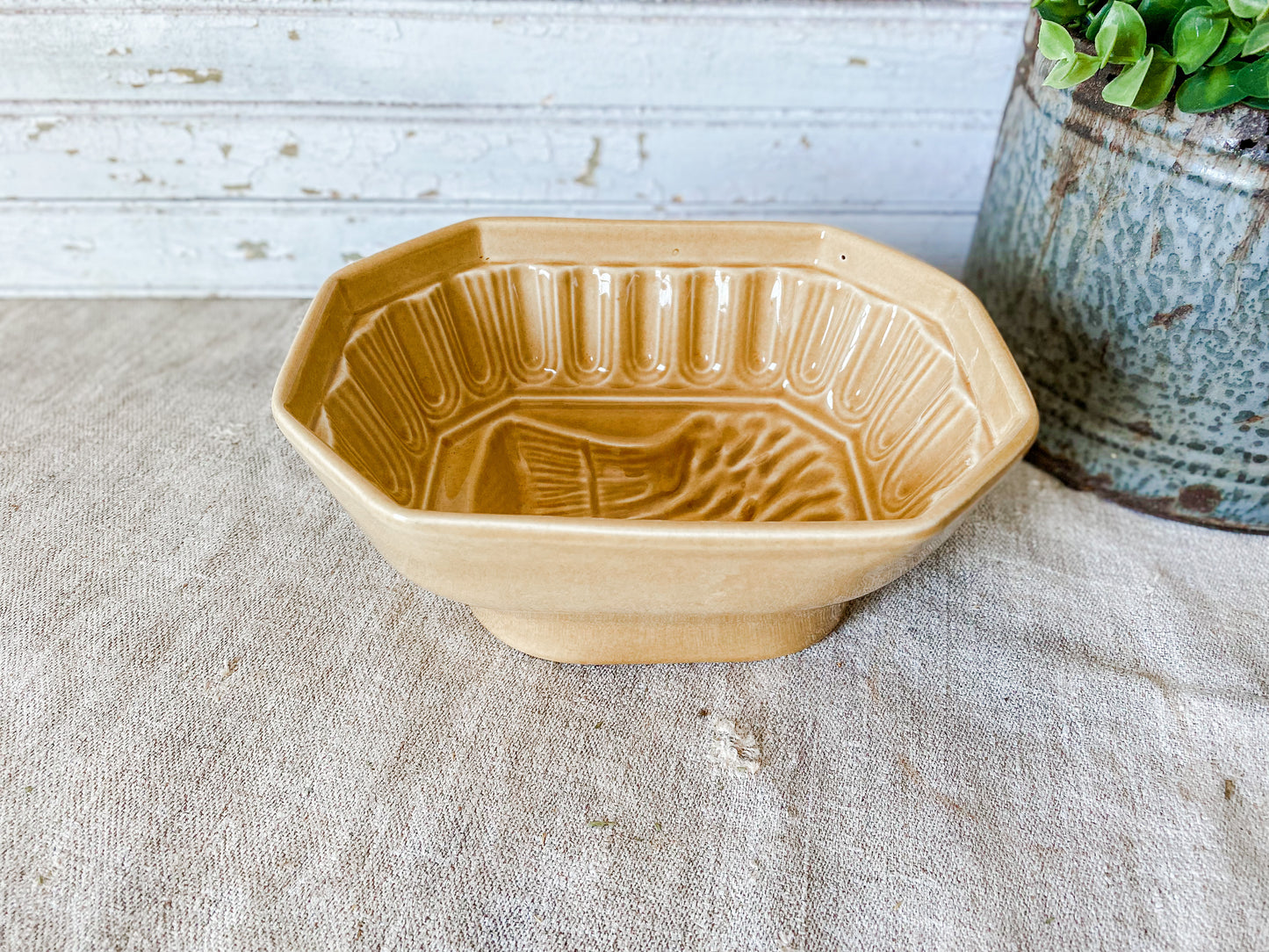 Vintage Yellow Ware Wheat Stack Jelly Mold by Pfaltzgraff | Rustic Kitchen Decor