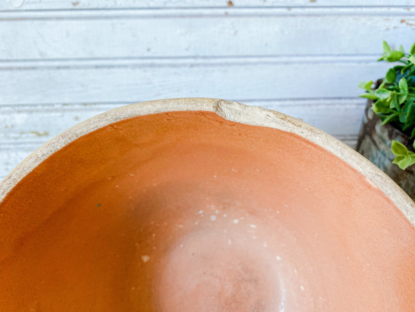Antique Burnt Orange Crock Bowl | 8" Stoneware Mixing Bowl
