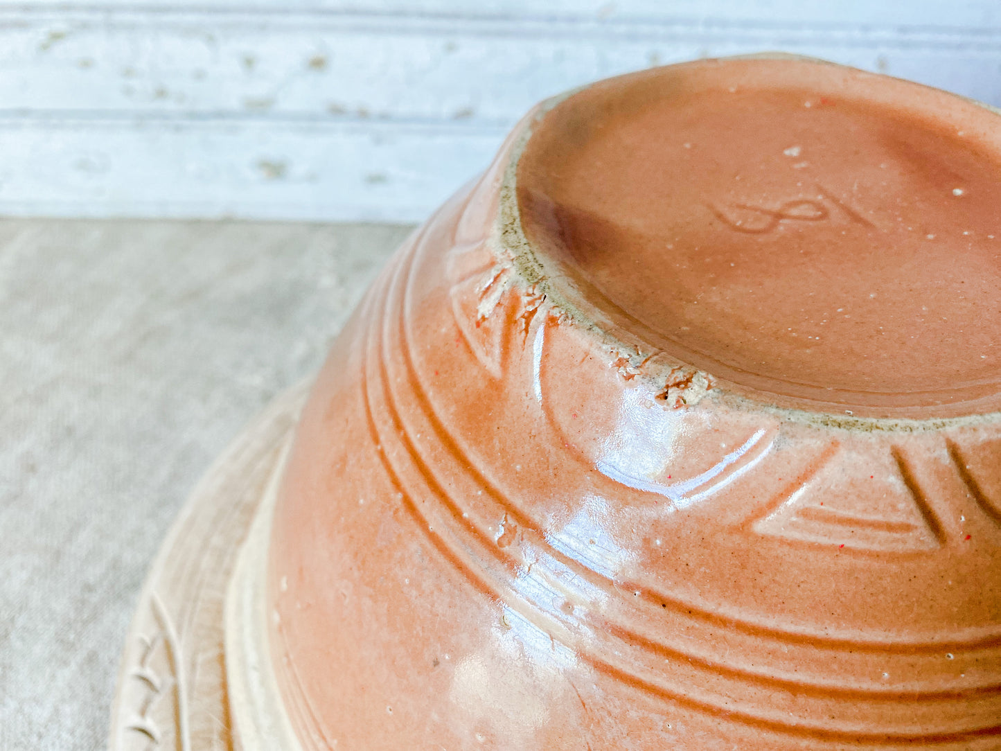Antique Burnt Orange Crock Bowl | 8" Stoneware Mixing Bowl
