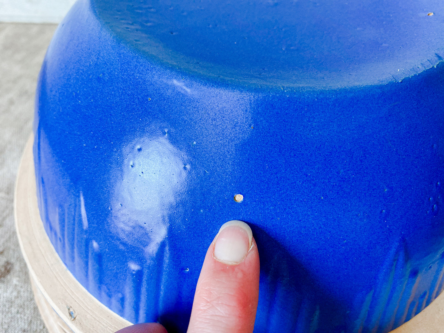 Antique 10" Blue Stoneware Crock Bowl | Sawtooth Edge Mixing Bowl
