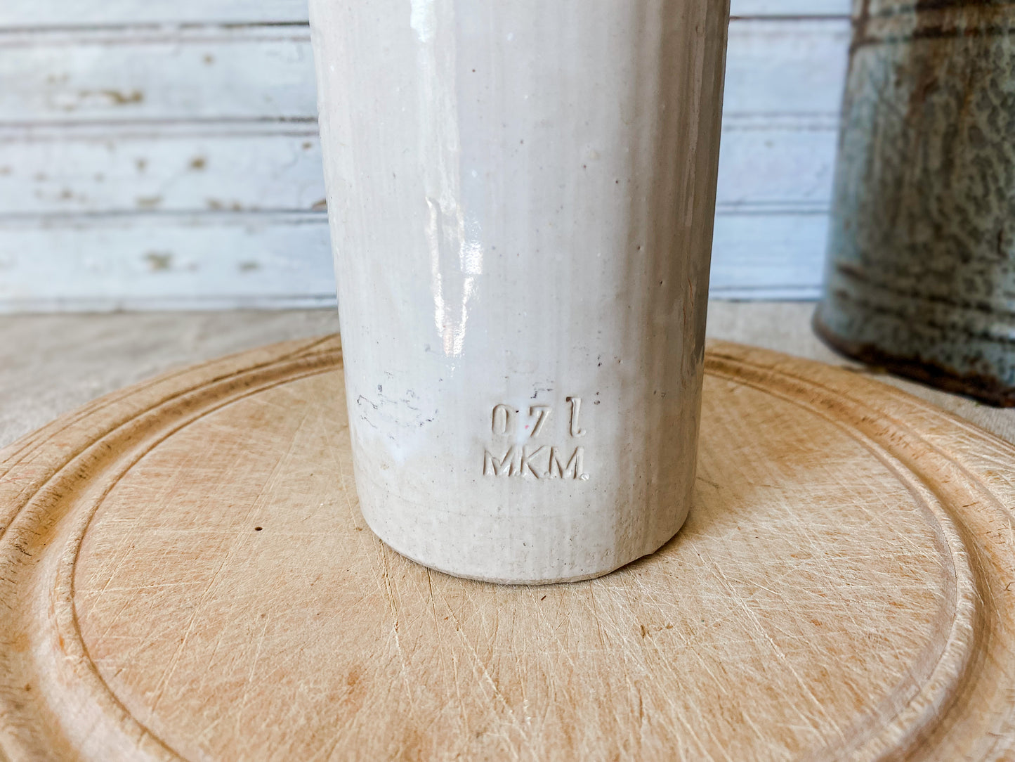 Vintage Cream German Stoneware Bottle | Screw Top Crock 0.7L Jar | Modern Minimal Organic Decor