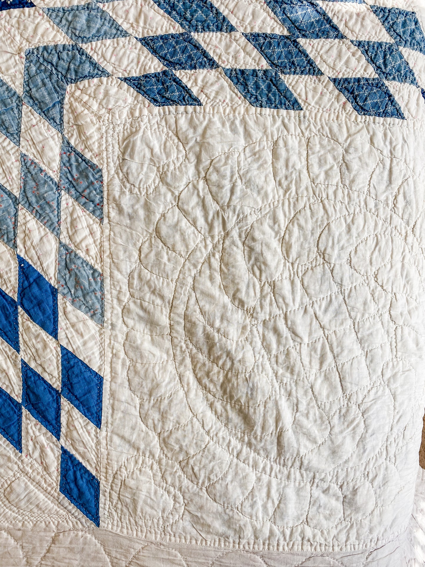 Vintage Blue and White Lone Star Quilt, c1950