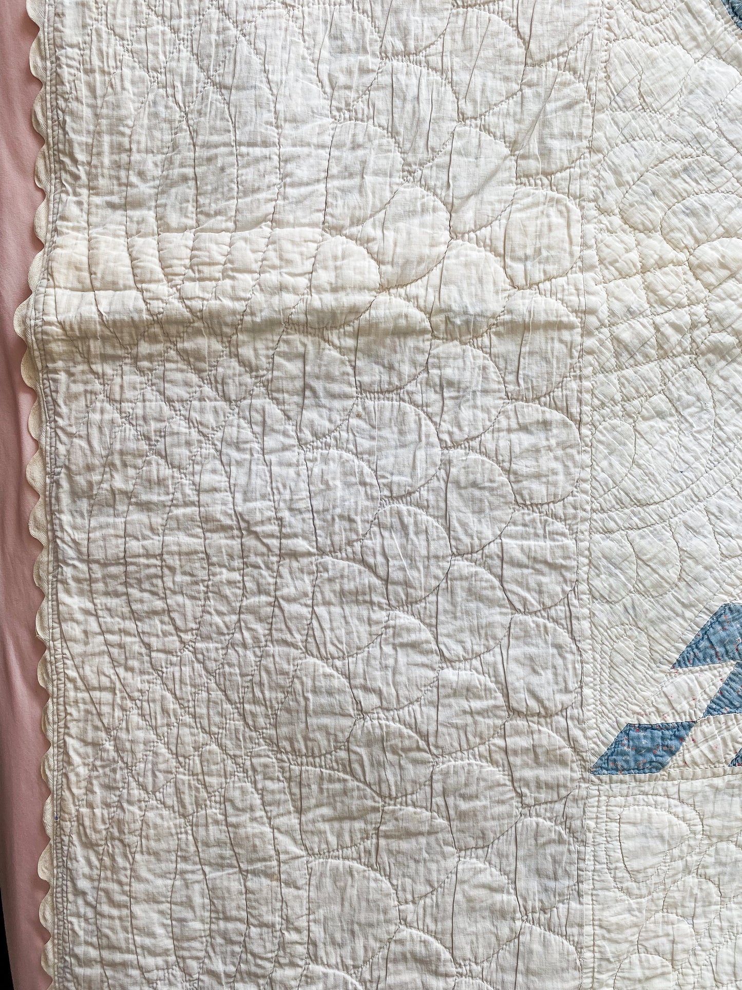 Vintage Blue and White Lone Star Quilt, c1950