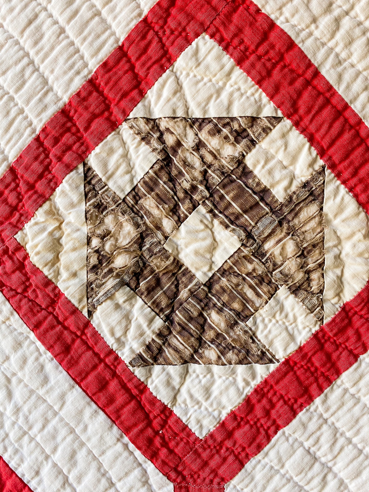 Antique Churn Dash Inside Garden Maze Quilt