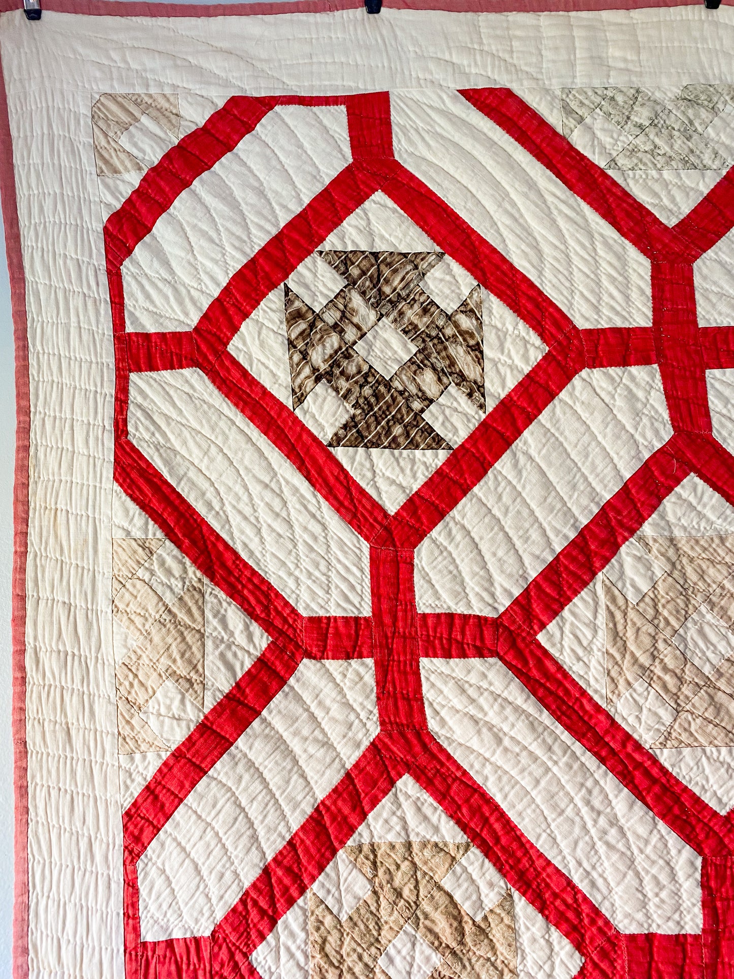 Antique Churn Dash Inside Garden Maze Quilt