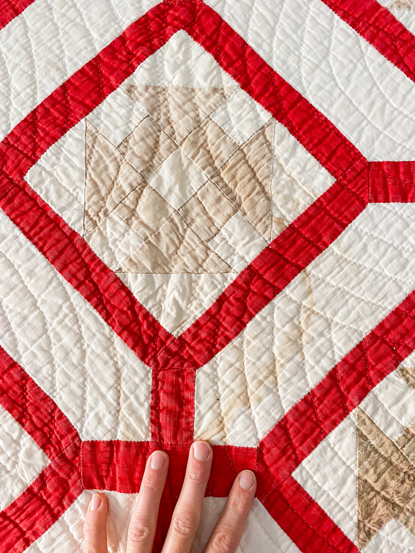 Antique Churn Dash Inside Garden Maze Quilt