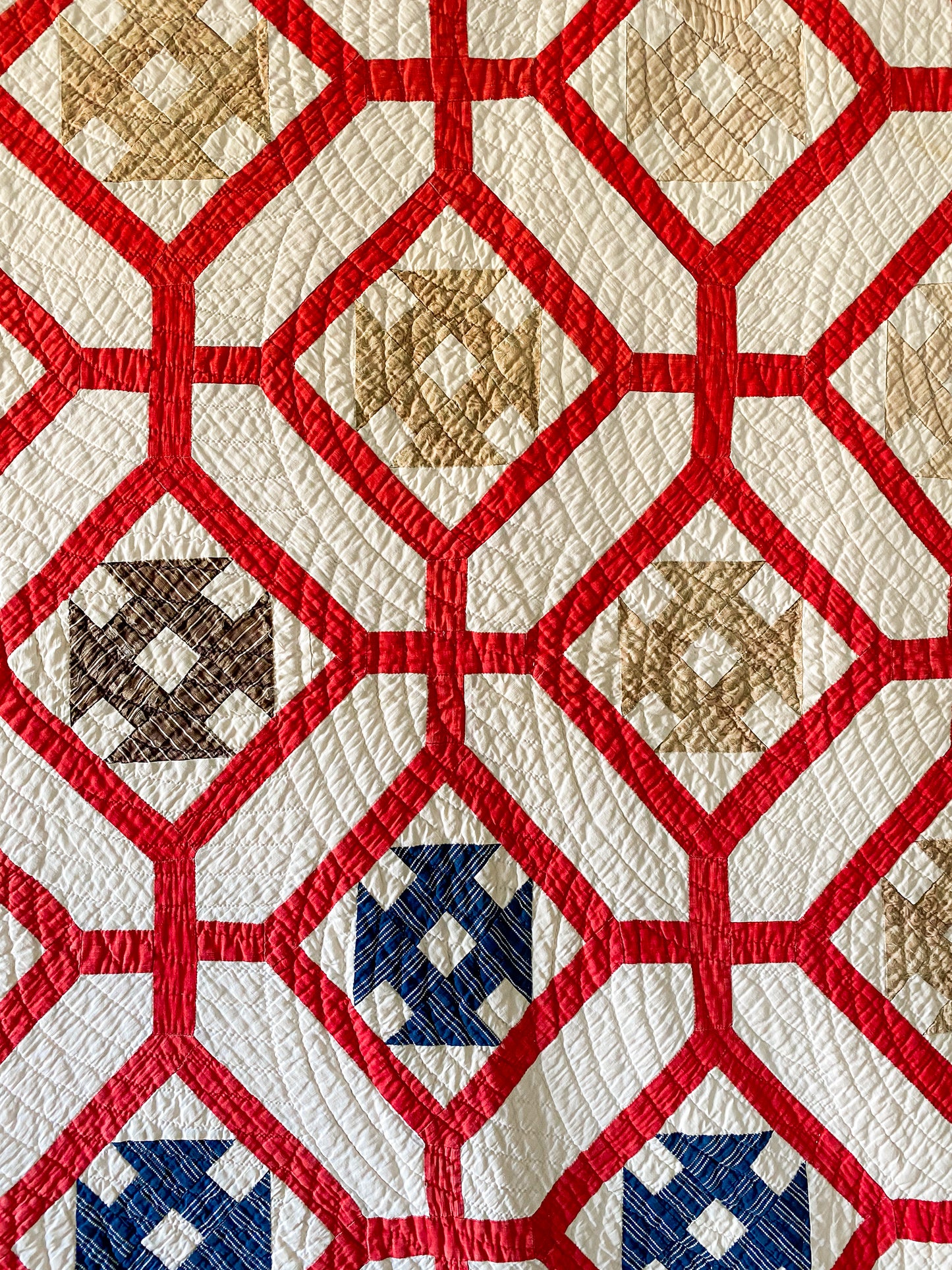 Antique Churn Dash Inside Garden Maze Quilt