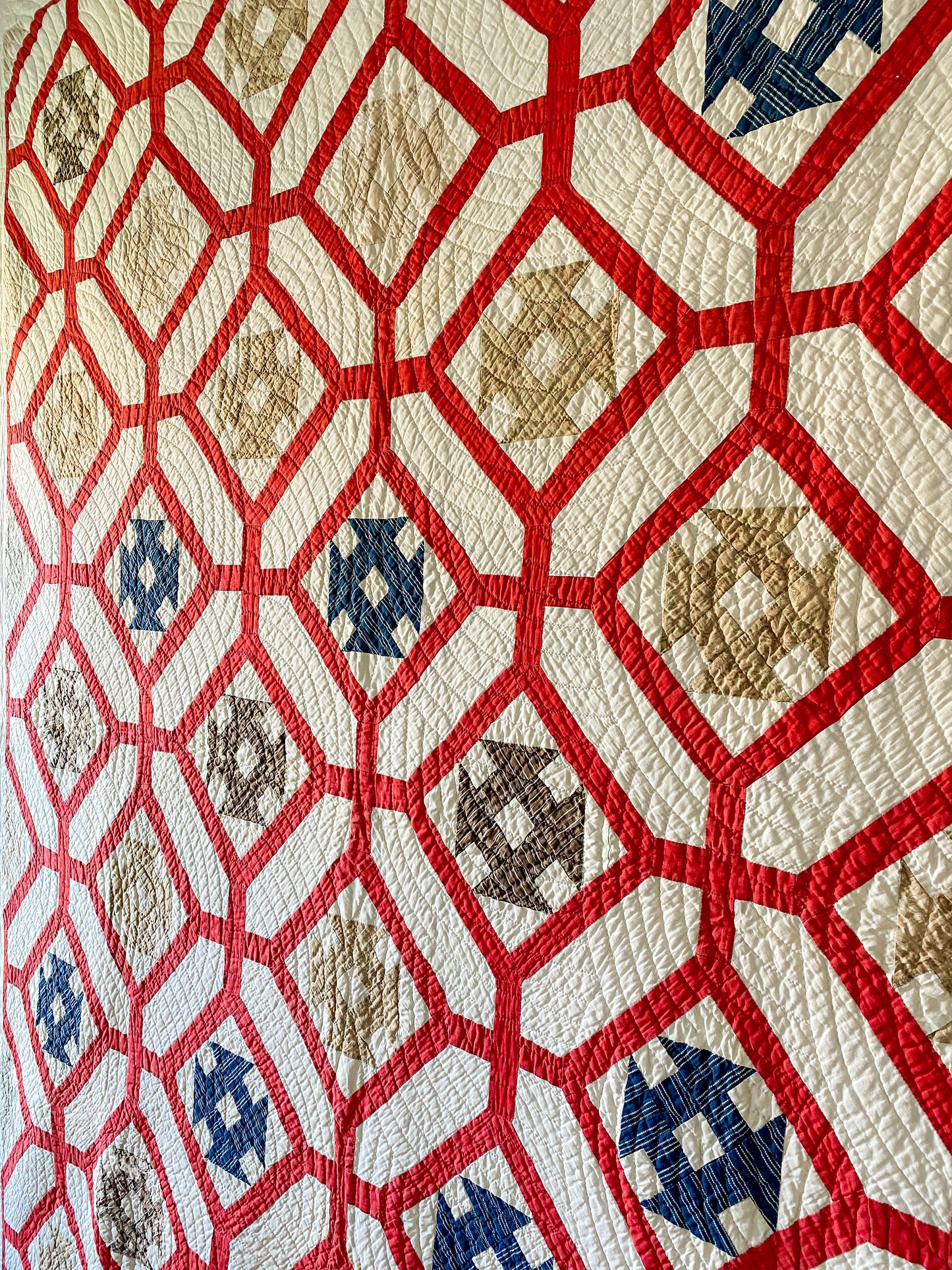 Antique Churn Dash Inside Garden Maze Quilt