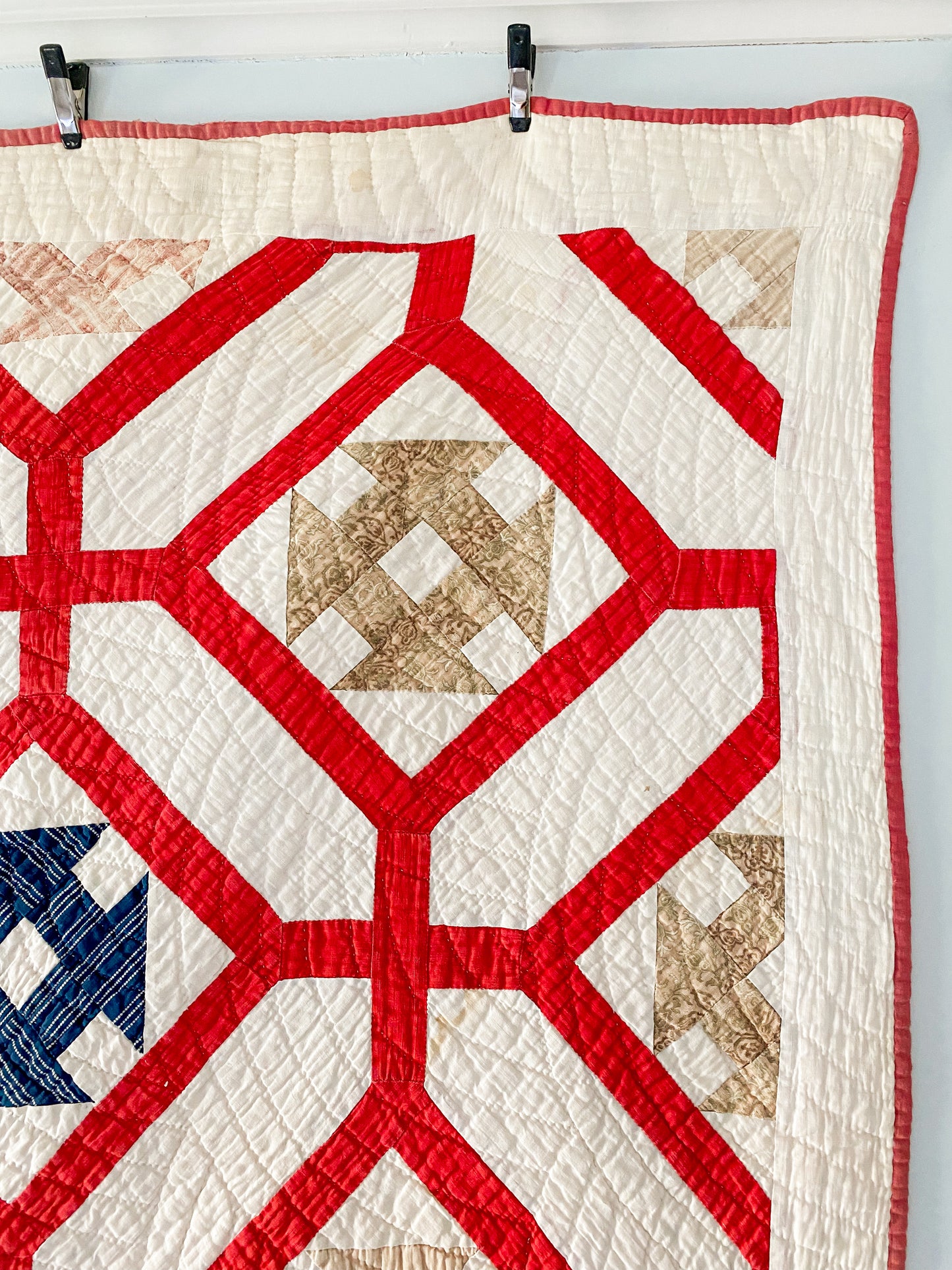 Antique Churn Dash Inside Garden Maze Quilt