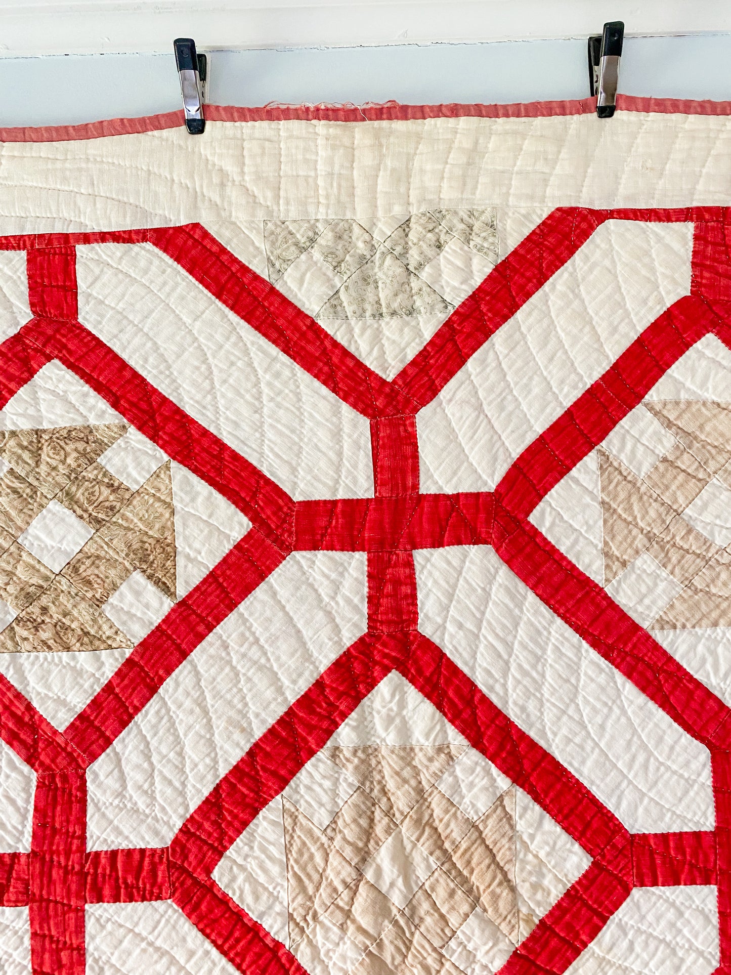 Antique Churn Dash Inside Garden Maze Quilt