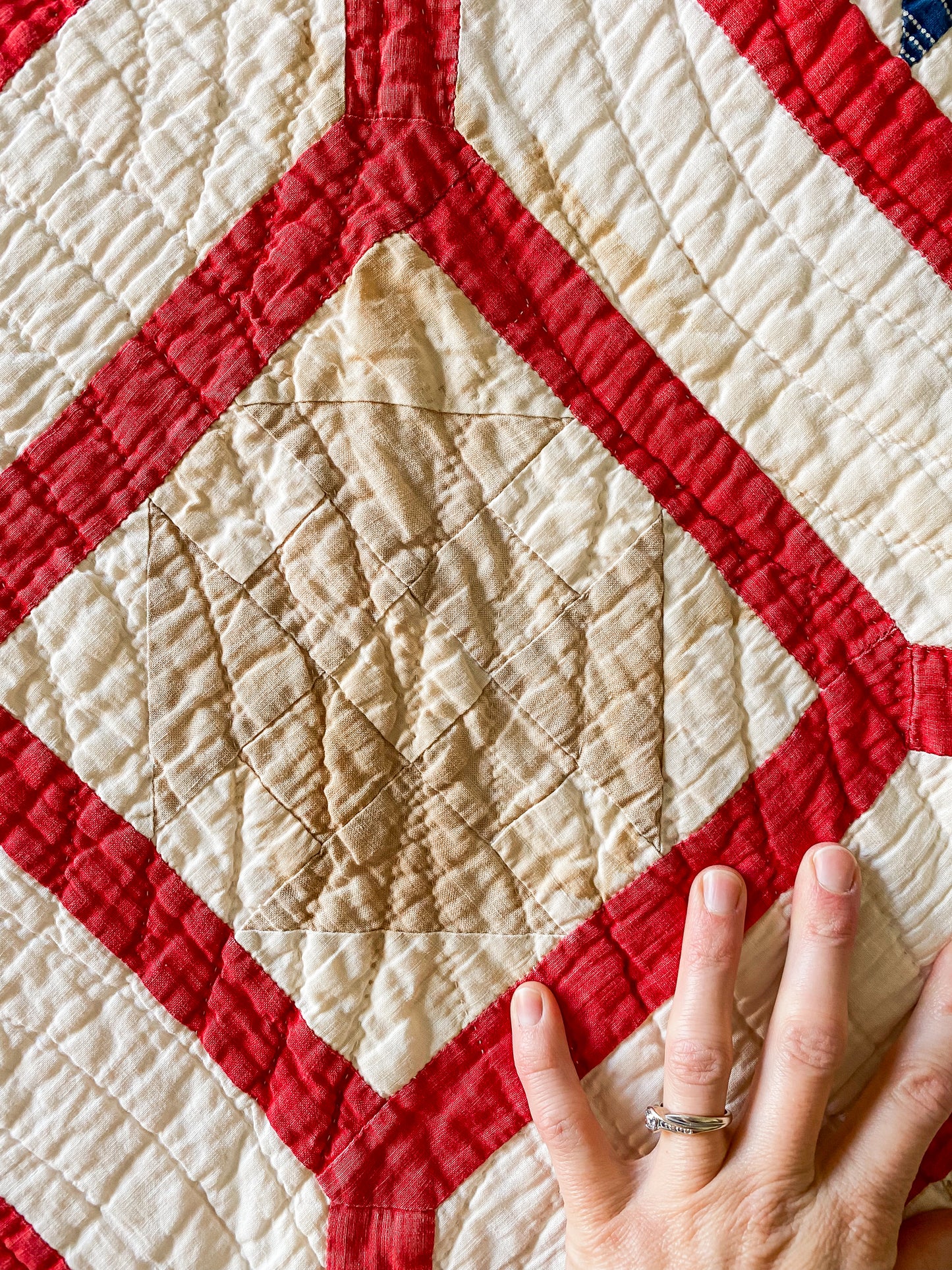 Antique Churn Dash Inside Garden Maze Quilt