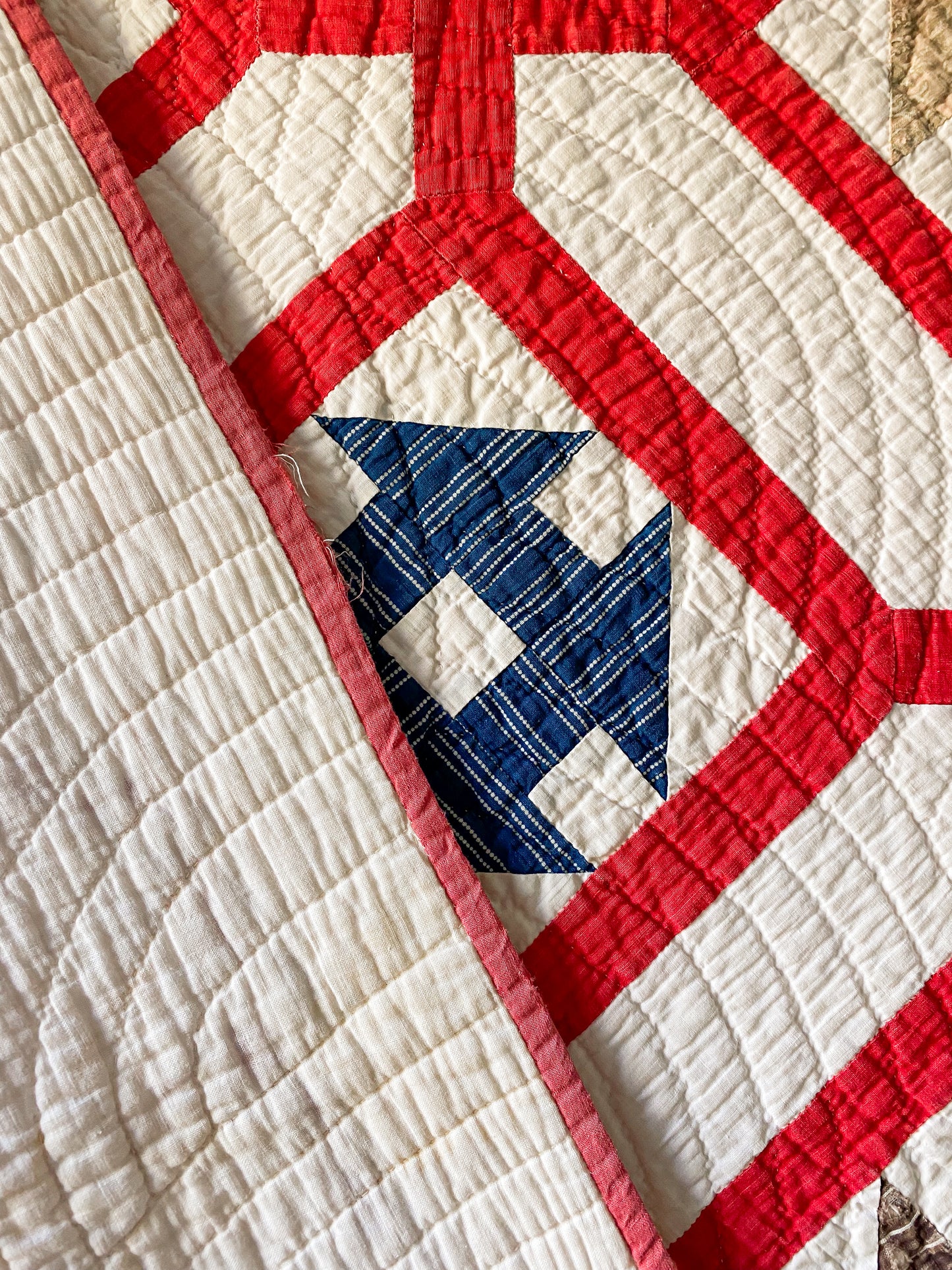 Antique Churn Dash Inside Garden Maze Quilt