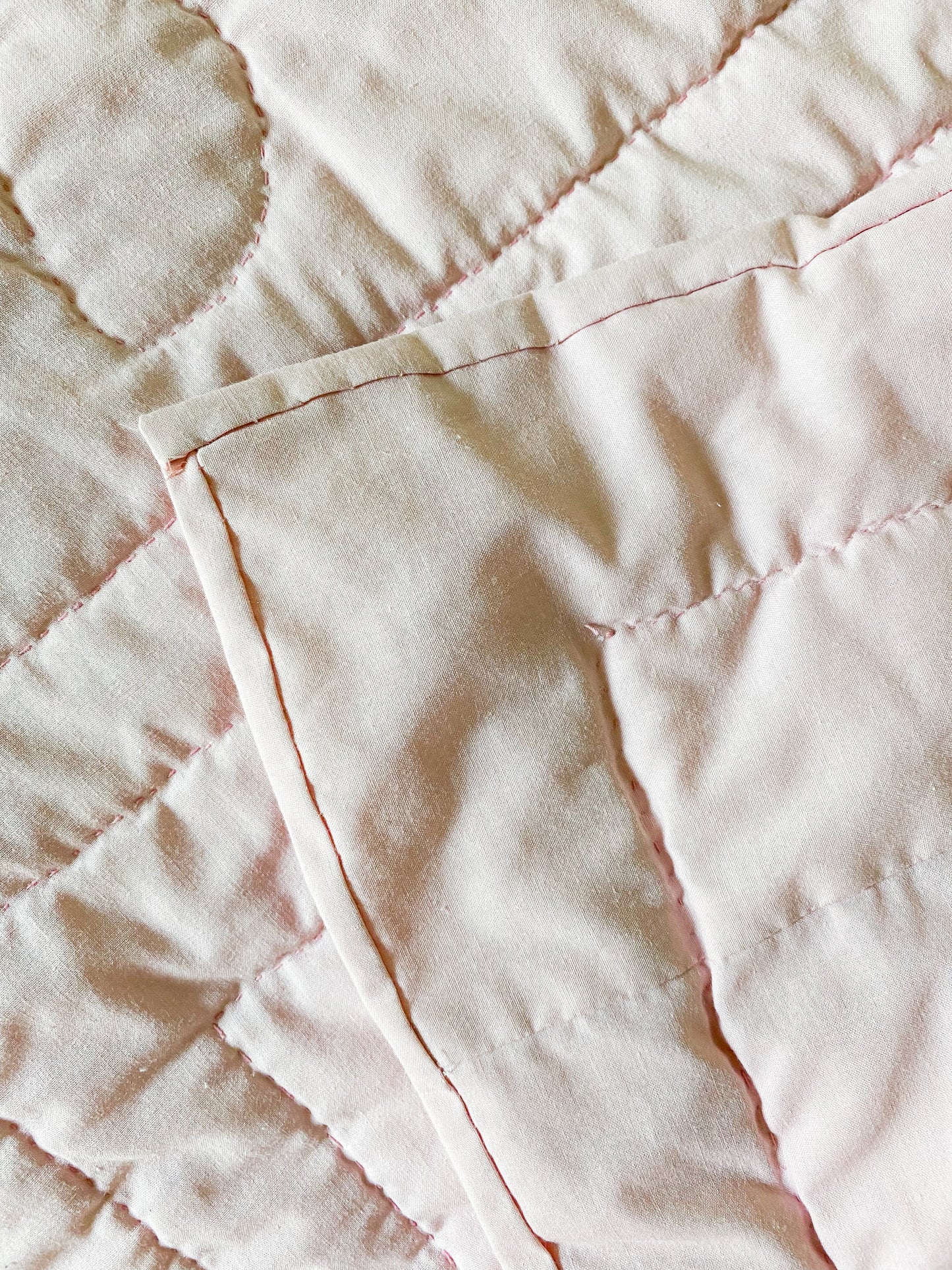 Vintage Pink and White Embroidered Queen Quilt | Butterflies and Flowers Blanket