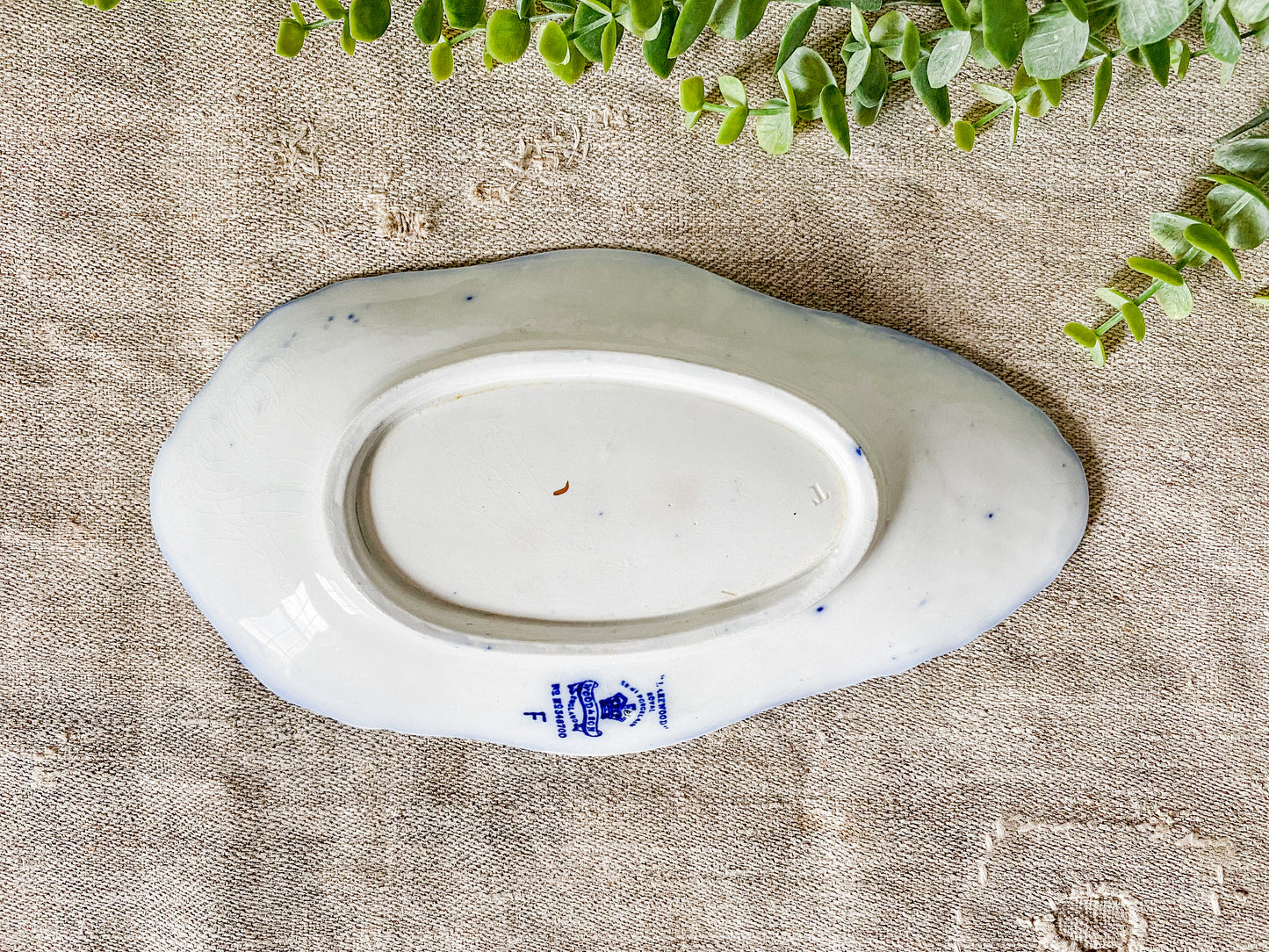 Antique Gilt Flow Blue Ironstone Relish Dish - Lakewood by Wood & Son