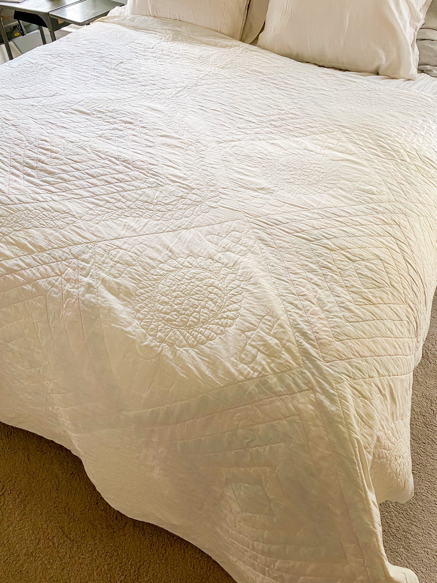 Vintage Around the World Rainbow Print Quilt | Queen Size Farmhouse Bedding