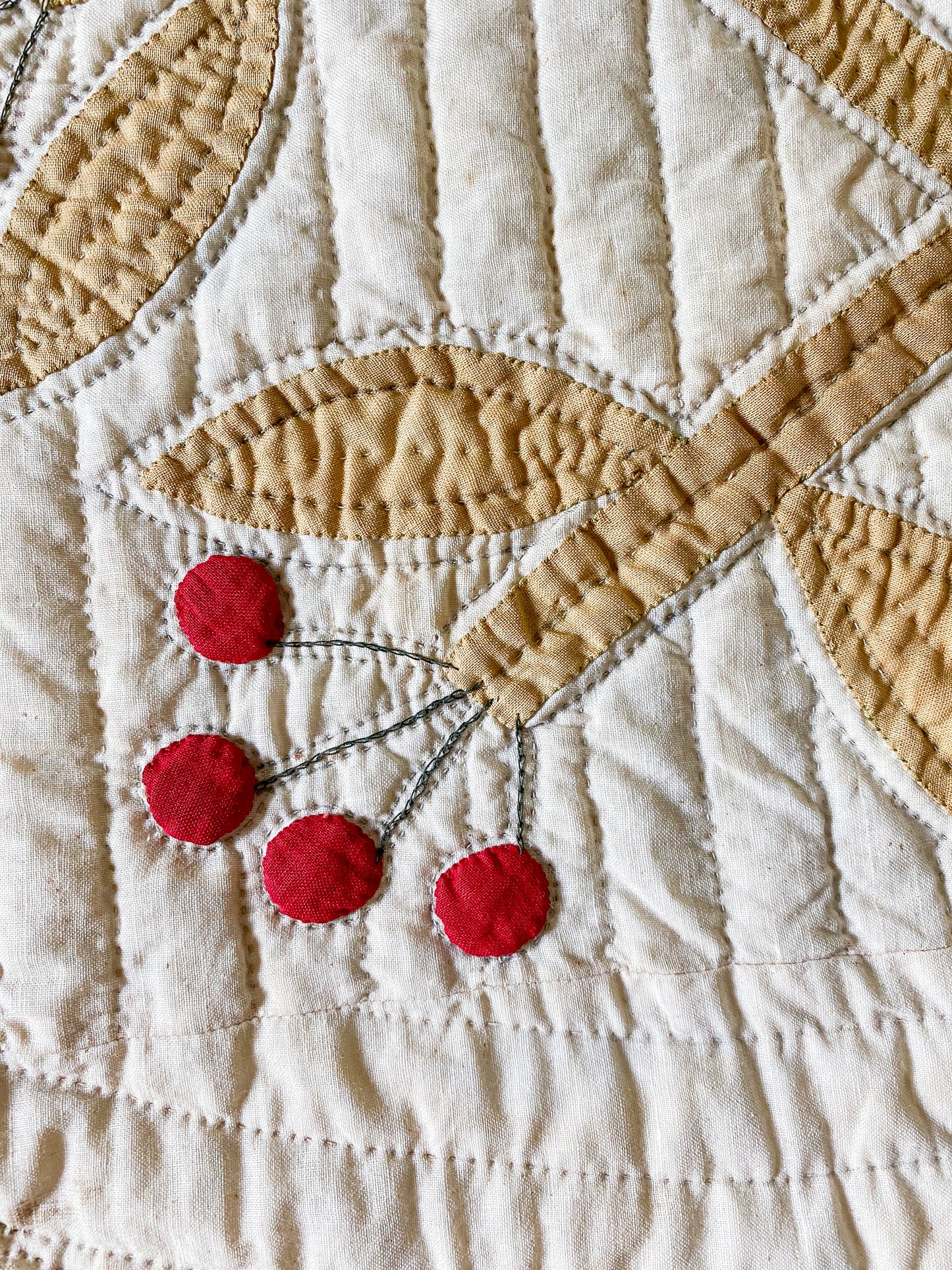 Antique Unfinished Trapunto Applique Quilt | Stacker Cutter Quilt c1860s