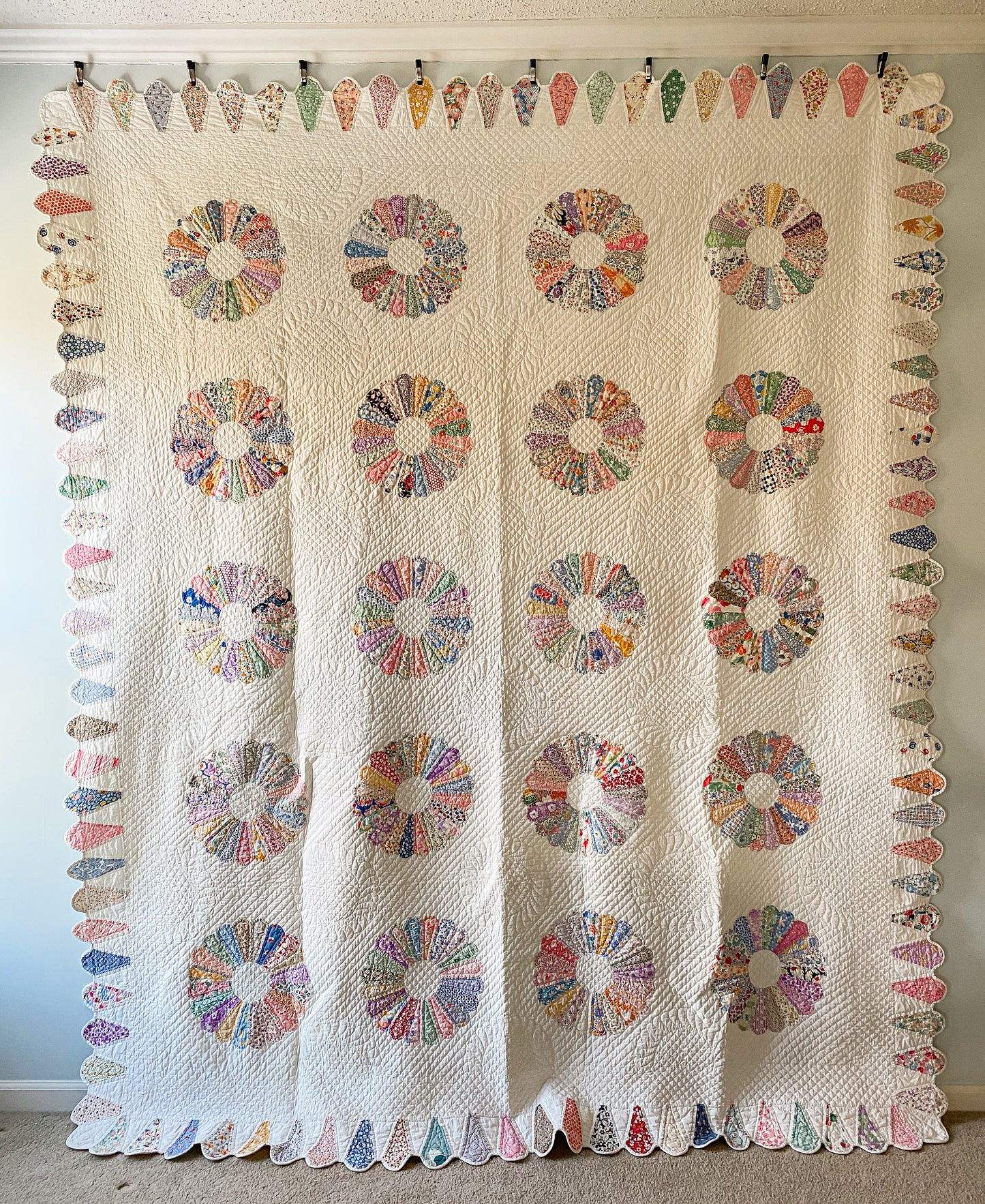 Vintage 1933 Dresden Plate Quilt with Initials and Date