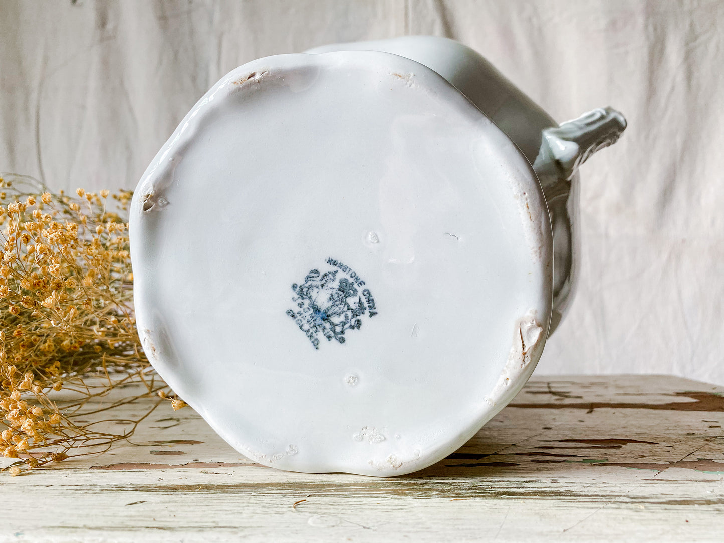 Antique Meakin Pitcher & Wash Basin Set | English Ironstone Large Vase | Modern Farmhouse