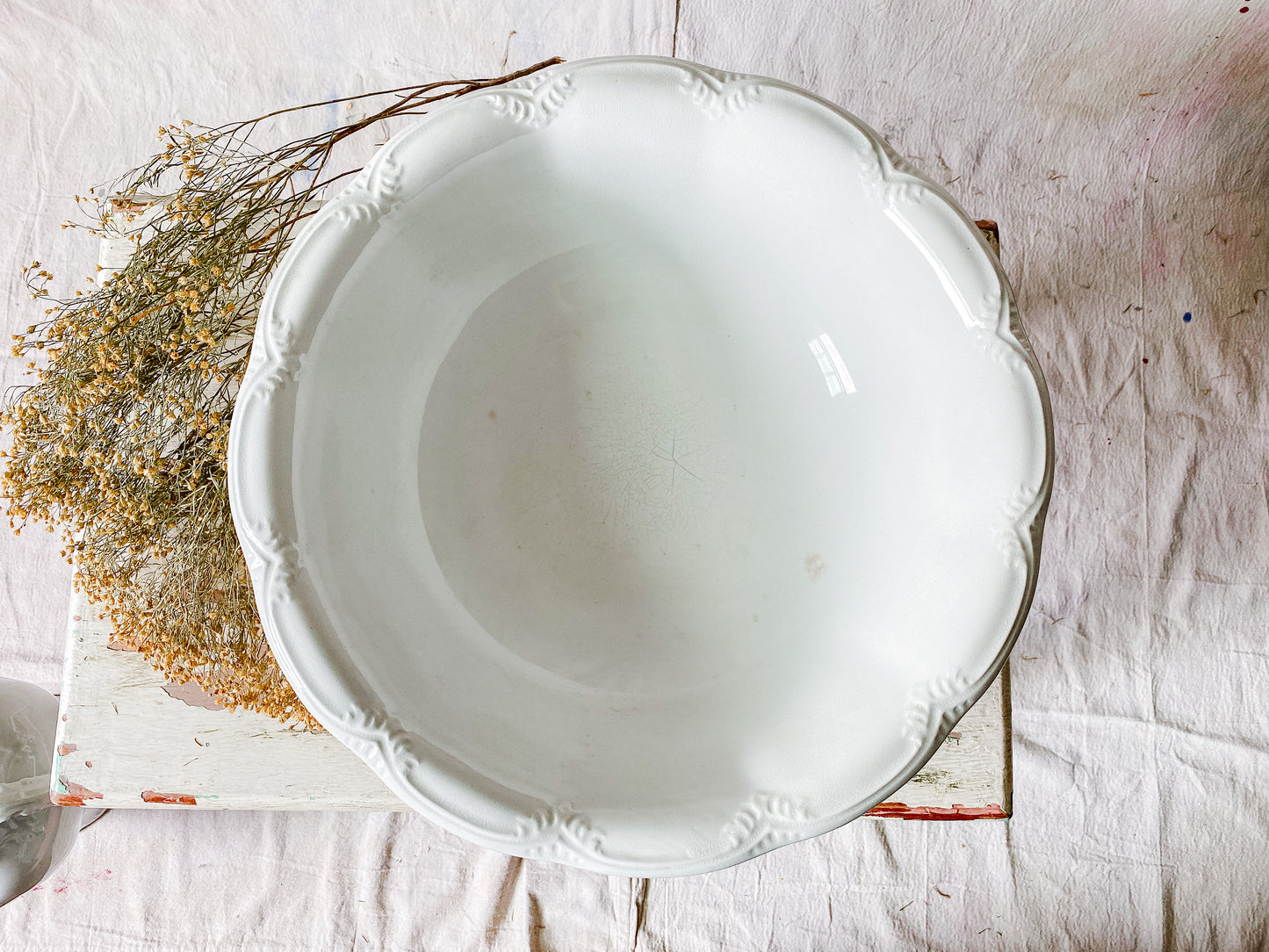 Antique Meakin Pitcher & Wash Basin Set | English Ironstone Large Vase | Modern Farmhouse