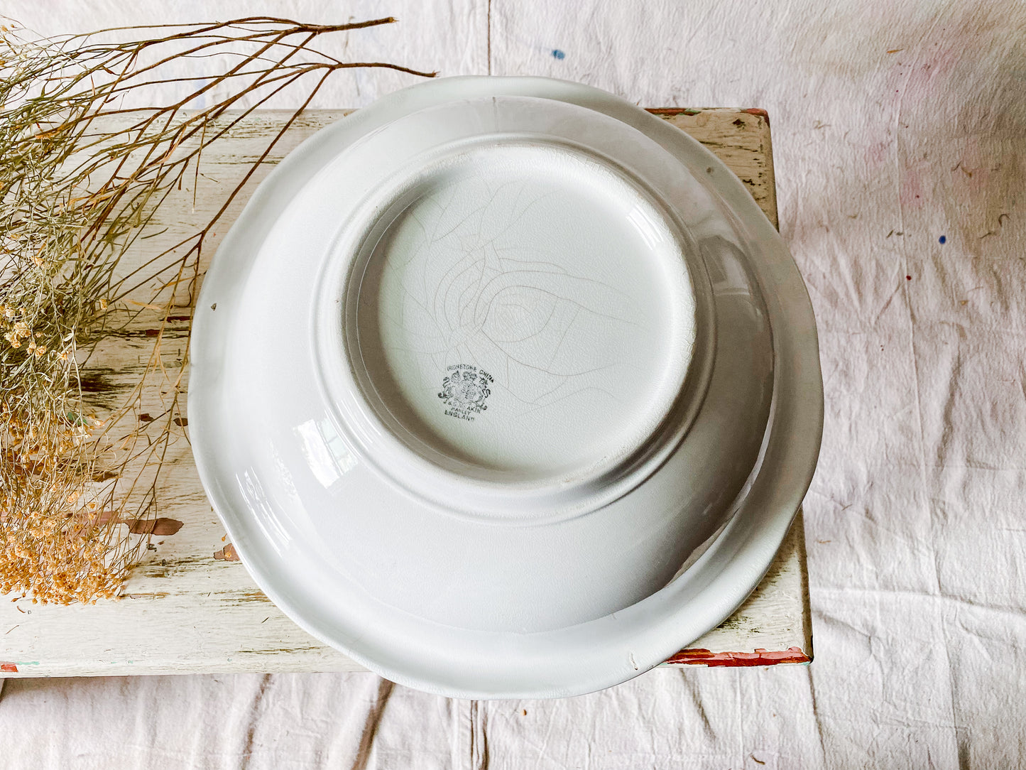 Antique Meakin Pitcher & Wash Basin Set | English Ironstone Large Vase | Modern Farmhouse