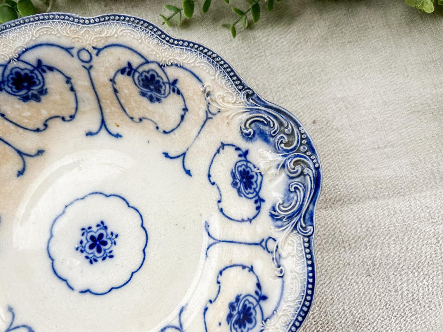Antique Flow Blue Beaufort by Grindley Ironstone Serving Bowl