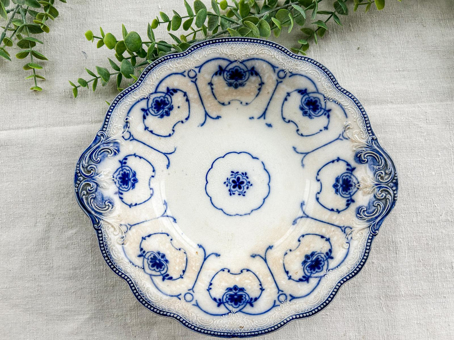 Antique Flow Blue Beaufort by Grindley Ironstone Serving Bowl