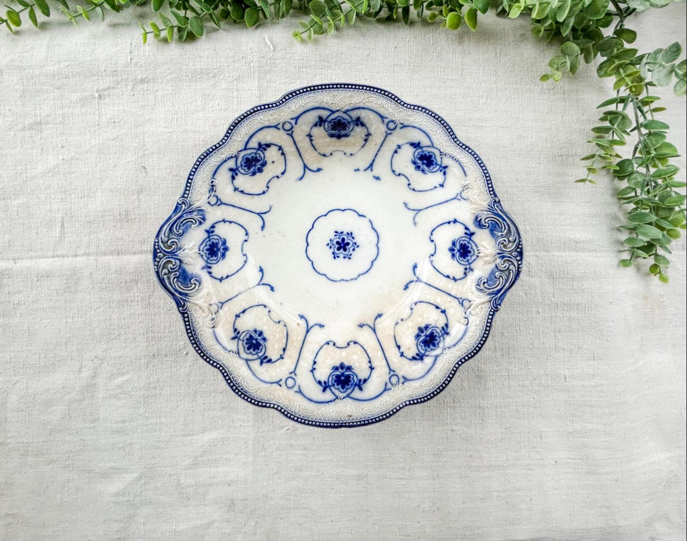 Antique Flow Blue Beaufort by Grindley Ironstone Serving Bowl