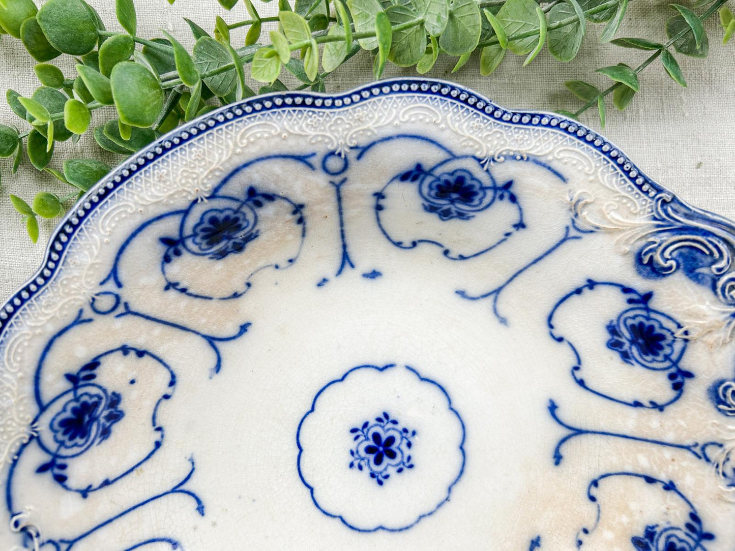 Antique Flow Blue Beaufort by Grindley Ironstone Serving Bowl
