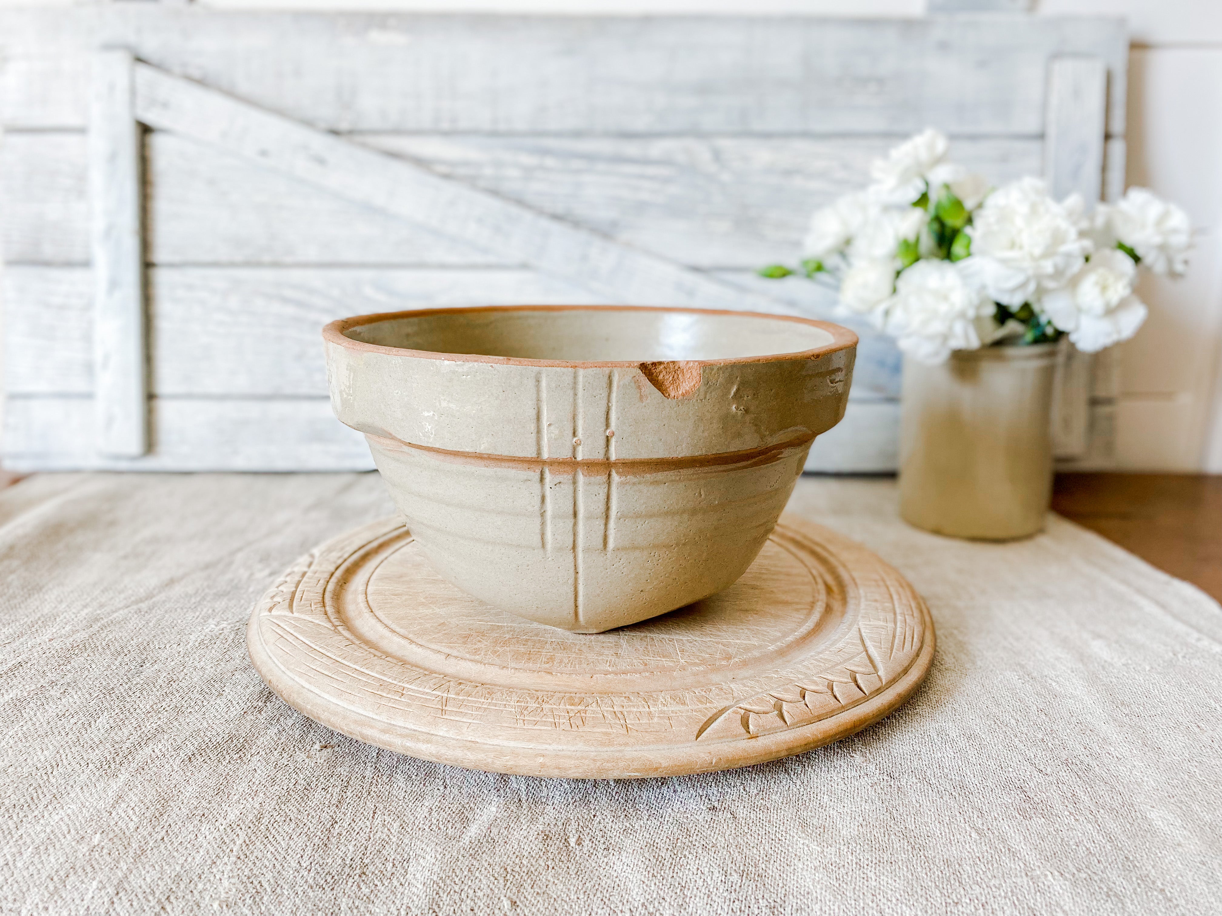 Antique Stoneware 7.75 Crock Dough Bowl, Primitive Beige Mixing Bowl –  ThriftyWhitney