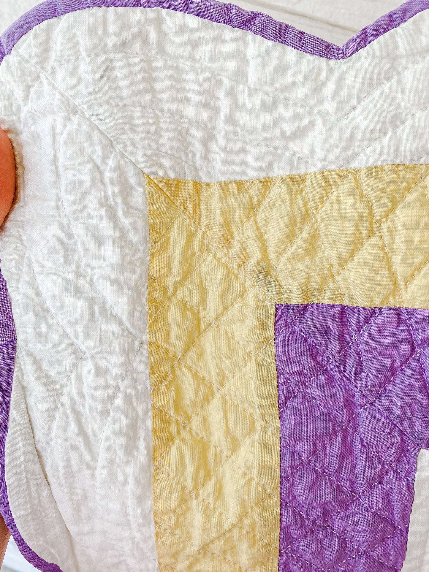 Vintage Purple & Green Heirloom Depression Era Quilt, c1930s, 80" x 72"
