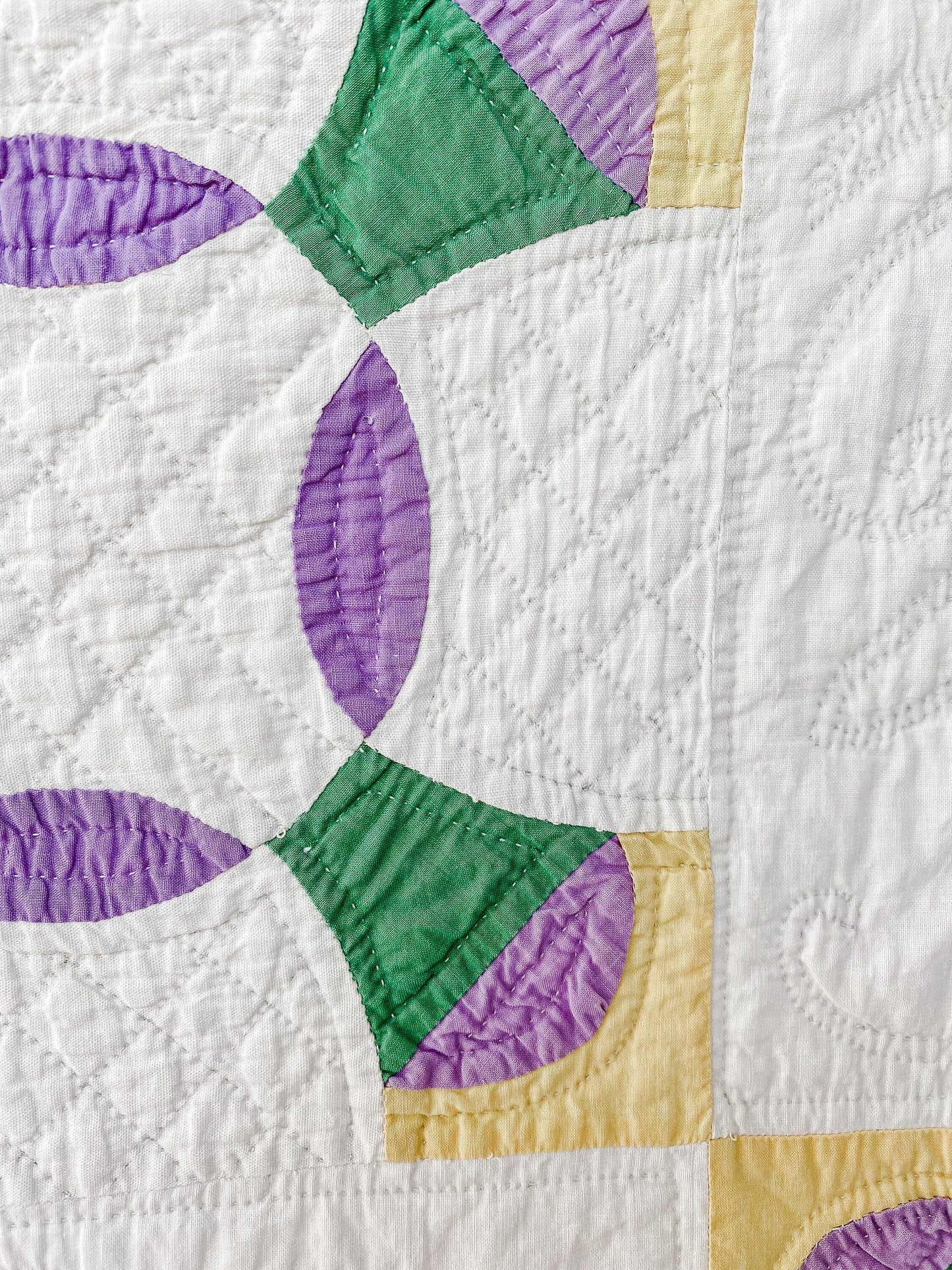 Vintage Purple & Green Heirloom Depression Era Quilt, c1930s, 80" x 72"