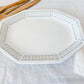 Vintage White Orange and Blue Ironstone 11" Platter - "Chequers" by Johnson Brothers