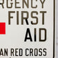 Vintage Porcelain American Red Cross Sign - Emergency First Aid, c1950