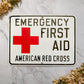 Vintage Porcelain American Red Cross Sign - Emergency First Aid, c1950