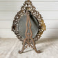 Solid Brass Framed Heraldic Knight Tabletop Mirror with Stand