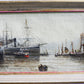 Antique Framed Oil Painting of Ship Scene by W. Burke