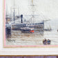 Antique Framed Oil Painting of Ship Scene by W. Burke