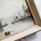 Antique Framed Oil Painting of Ship Scene by W. Burke