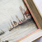 Antique Framed Oil Painting of Ship Scene by W. Burke