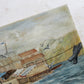 Vintage Oil Painting of English Wharf and Boats